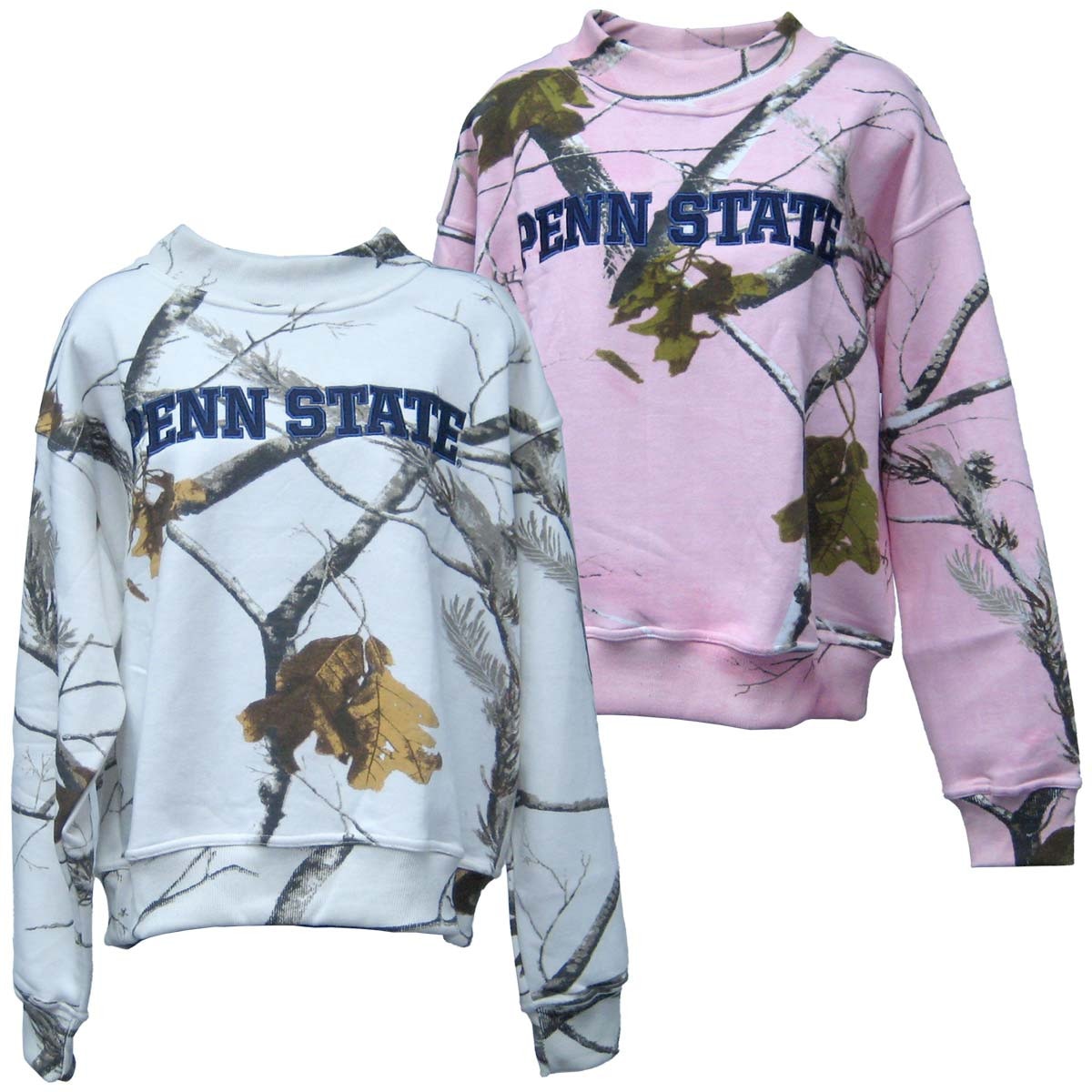 women's gray and pink camo mock neck Penn State sweatshirts